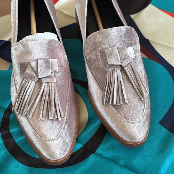 Brand New Rebecca Minkoff Edie Velvet Tassel Loafers Stacked Heel Slip On Shoes - Picture 4 of 16